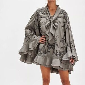 NWT $298 Free People Bali September Sun Embroidered Mini Dress size L